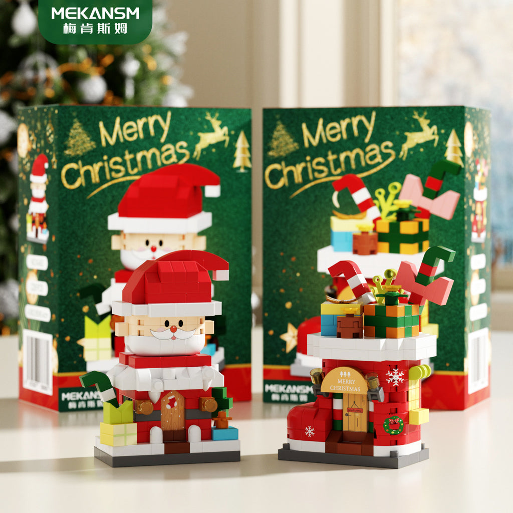 Christmas Gift Building Blocks Sweet House Santa Claus Cartoon Figure Educational Toy for Kids Creative Puzzle Assembly Set Holiday Present