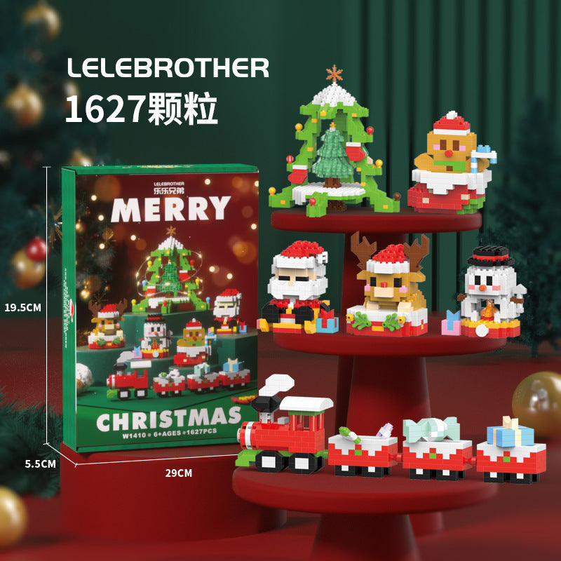 Christmas Gift Building Blocks Sweet House Santa Claus Cartoon Figure Educational Toy for Kids Creative Puzzle Assembly Set Holiday Present