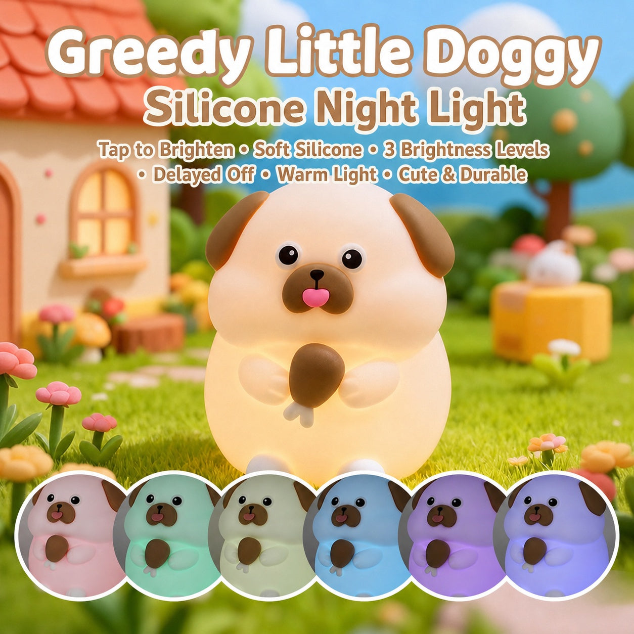 Panda Silicone Touch Night Light – Eye-Care Bedside Lamp for Kids with Auto-Off Timer, Soft Warm Glow for Sleep Training, USB Rechargeable Cute Desk Decor, Perfect Birthday Gift