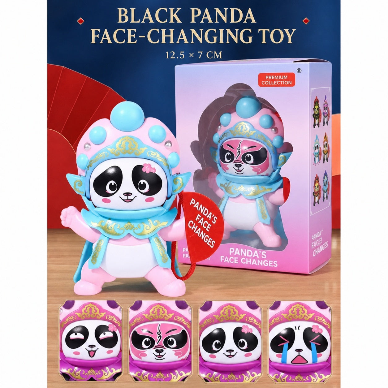 Peluche Panda Cambia Caras de Ópera Sichuanesa | Muñeco Interactivo de Kung Fu con 4 Máscaras | Regalo de Cultura China para Niños | Juguete Sensorial Amigable con el Autismo, Souvenir de Chengdu