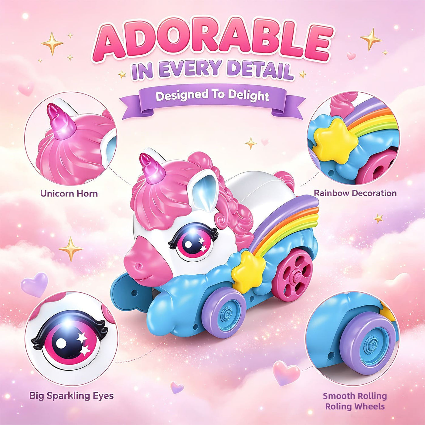 Remote Control Unicorn Magnetic Car-Eating Toy – 2-Player Interactive Racing Game