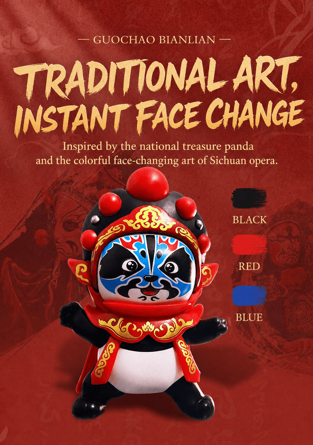 Sichuan Opera Face-Changing Panda Plush Toy | Interactive Kung Fu Doll with 4 Masks | Chinese Culture Gift for Kids | Chengdu Souvenir Autism-Friendly Sensory Toy