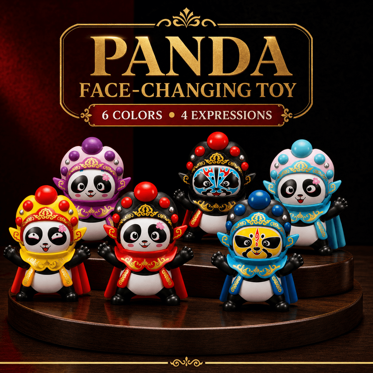 Sichuan Opera Face-Changing Panda Plush Toy | Interactive Kung Fu Doll with 4 Masks | Chinese Culture Gift for Kids | Chengdu Souvenir Autism-Friendly Sensory Toy