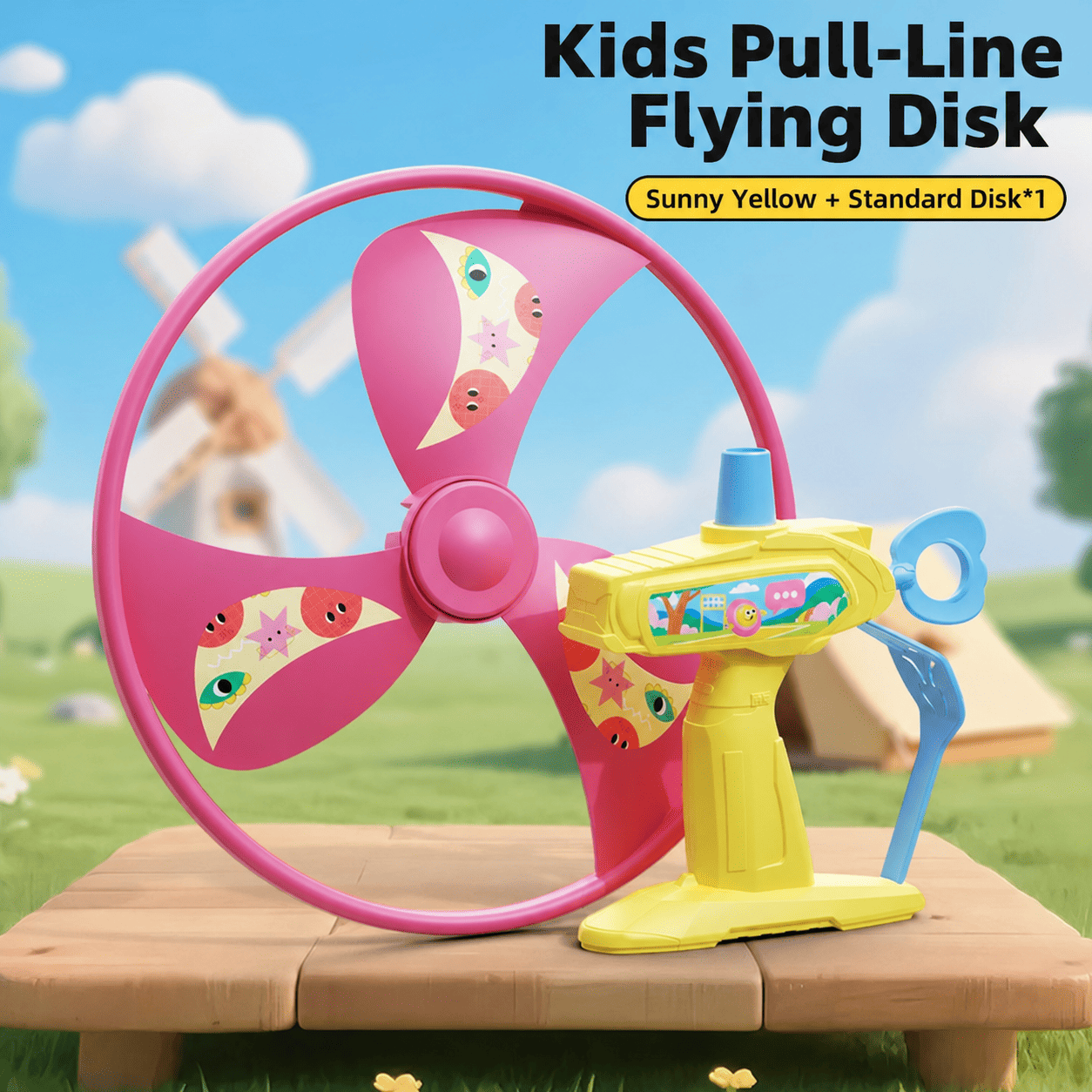 Juguete de Disco Volador con Cuerda para Niños, Lanzador de Ovni Giratorio Manual para Juegos al Aire Libre en el Parque y Recuerdos de Fiesta