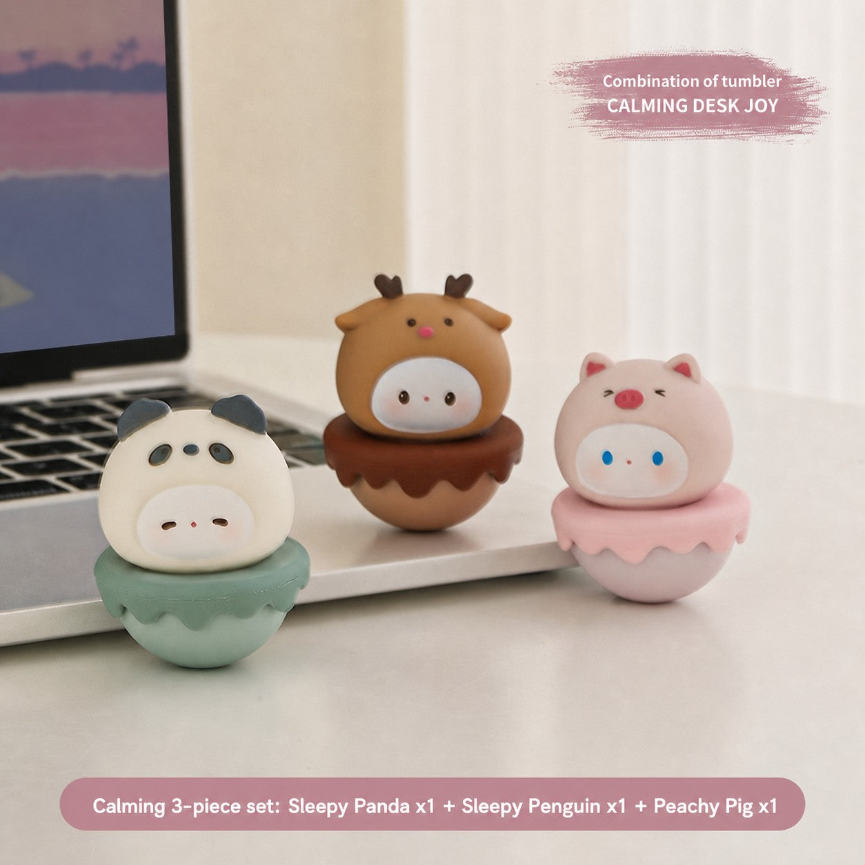 Aesthetic Tumbler Desk Decor – Cute Wobble Figurine for Office Desk Setup, Mini Stress Relief Toy with Pastel Colors, Instagram-Worthy Decor for Girls, Unique Birthday Gift for Best Friend