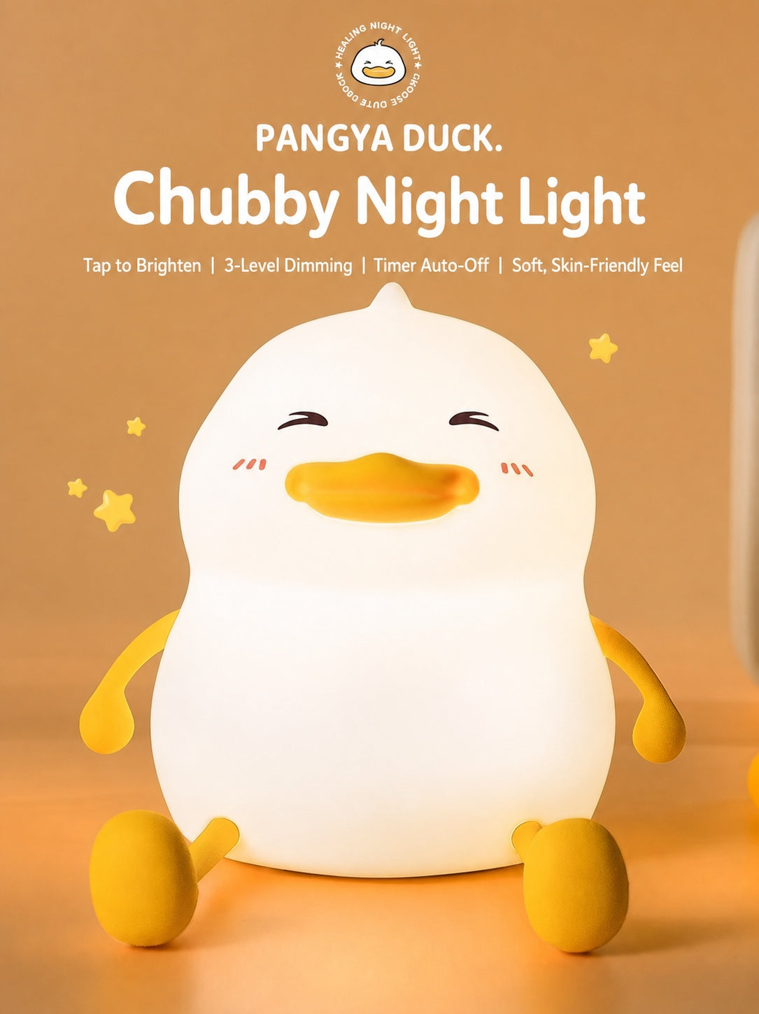 Panda Silicone Touch Night Light – Eye-Care Bedside Lamp for Kids with Auto-Off Timer, Soft Warm Glow for Sleep Training, USB Rechargeable Cute Desk Decor, Perfect Birthday Gift