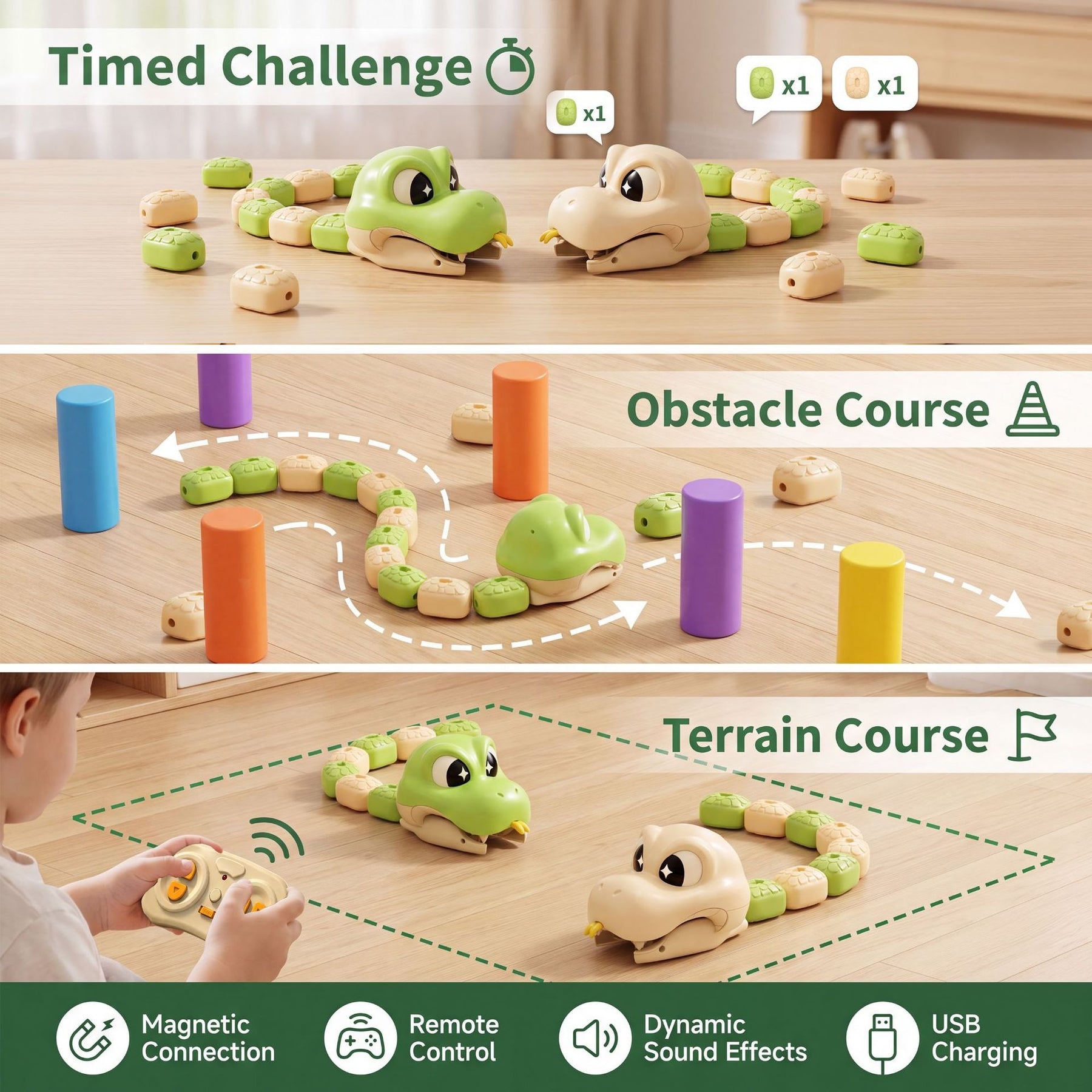 Juguete de Batalla de Serpientes Come-Coches Magnéticos RC para 2 Jugadores – Juego Interactivo de Carreras para Niños