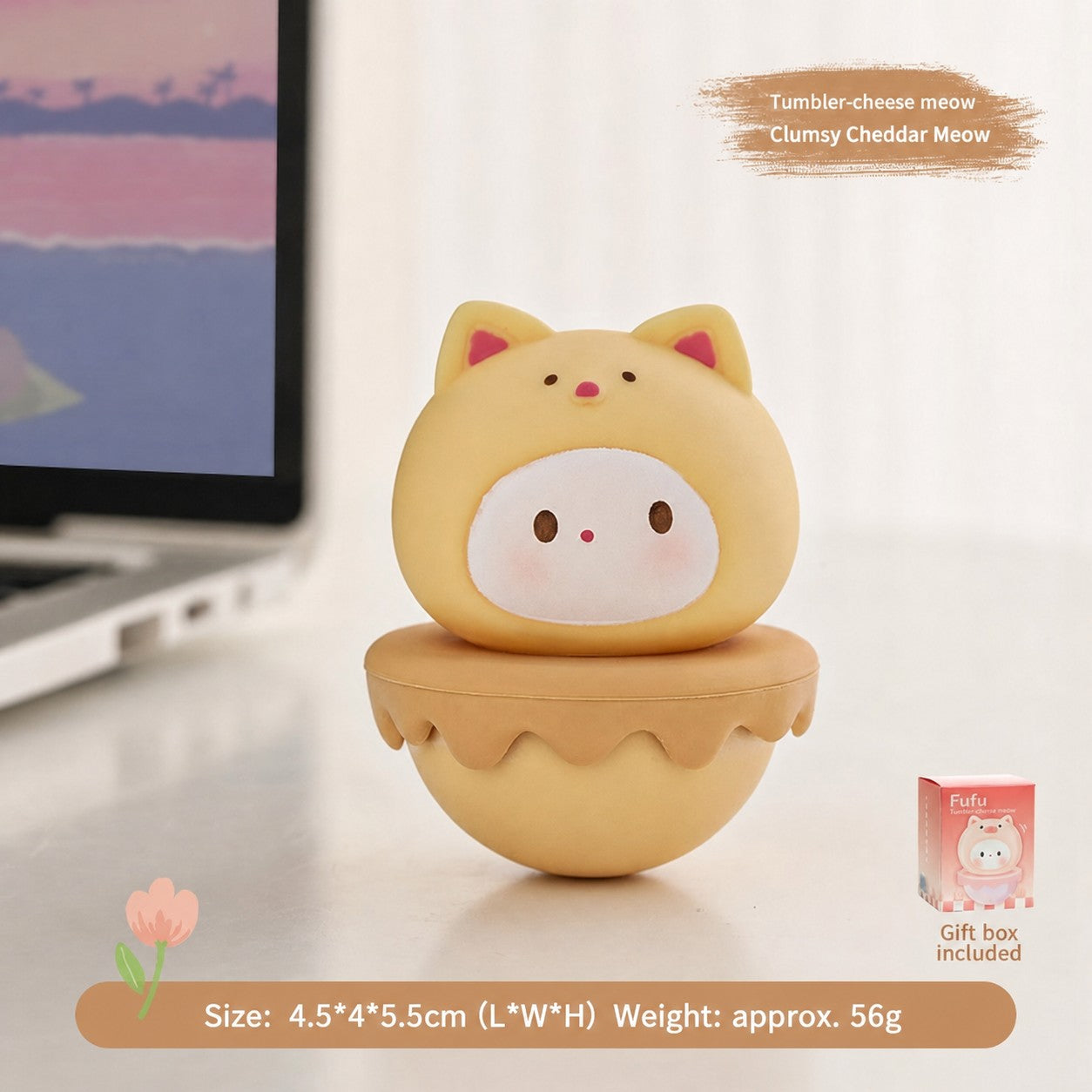 Aesthetic Tumbler Desk Decor – Cute Wobble Figurine for Office Desk Setup, Mini Stress Relief Toy with Pastel Colors, Instagram-Worthy Decor for Girls, Unique Birthday Gift for Best Friend
