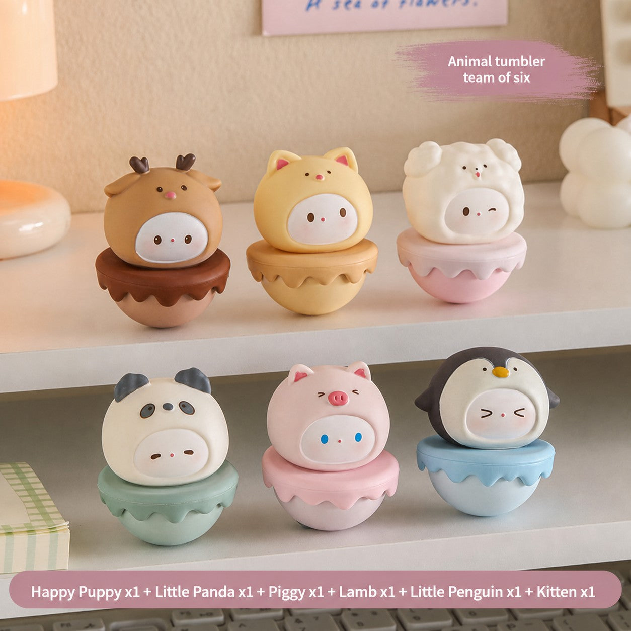 Aesthetic Tumbler Desk Decor – Cute Wobble Figurine for Office Desk Setup, Mini Stress Relief Toy with Pastel Colors, Instagram-Worthy Decor for Girls, Unique Birthday Gift for Best Friend