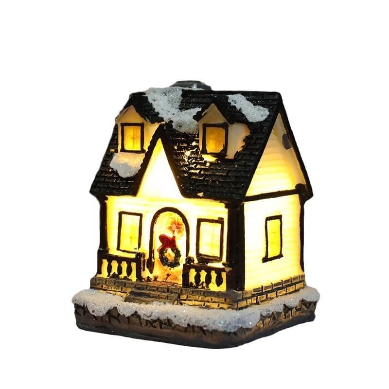Decoraciones navideñas de resina luminosa, casa de micro paisaje, decoración navideña, adorno pequeño, juguete de regalo