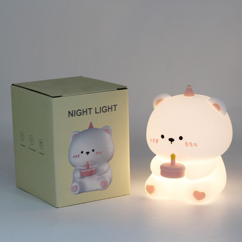 Panda Silicone Touch Night Light – Eye-Care Bedside Lamp for Kids with Auto-Off Timer, Soft Warm Glow for Sleep Training, USB Rechargeable Cute Desk Decor, Perfect Birthday Gift