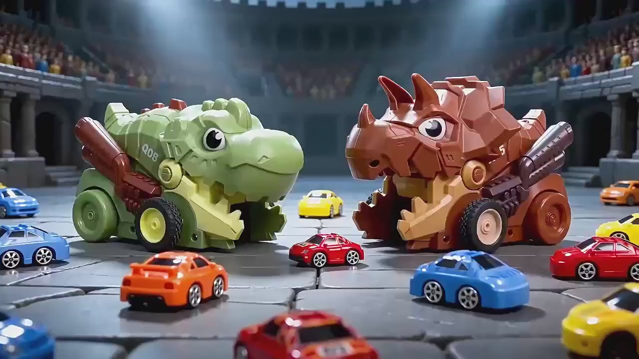 Dinosaurio de juguete RC para batalla de coches de comida de 2 jugadores – Juego de carreras interactivo para niños